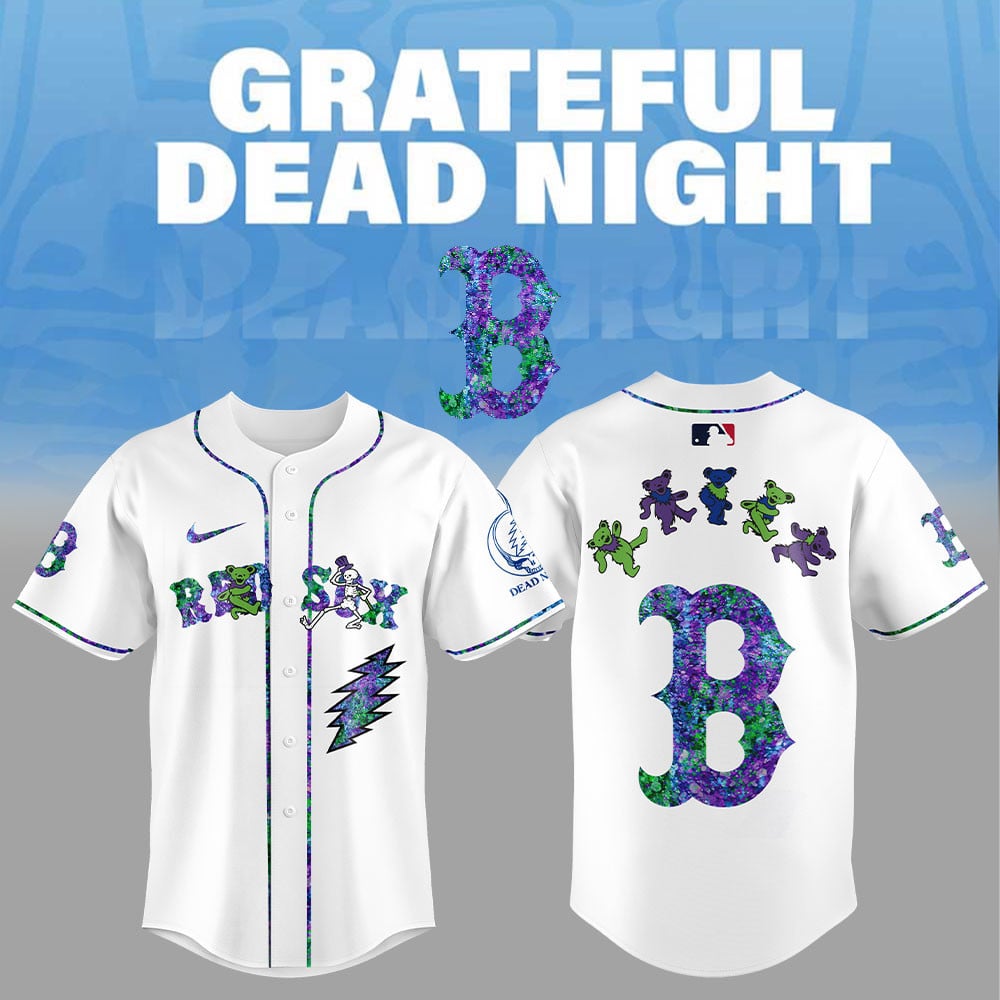  Boston Red Sox MLB x Grateful Dead Night Personalized Baseball Jersey For Fan - 