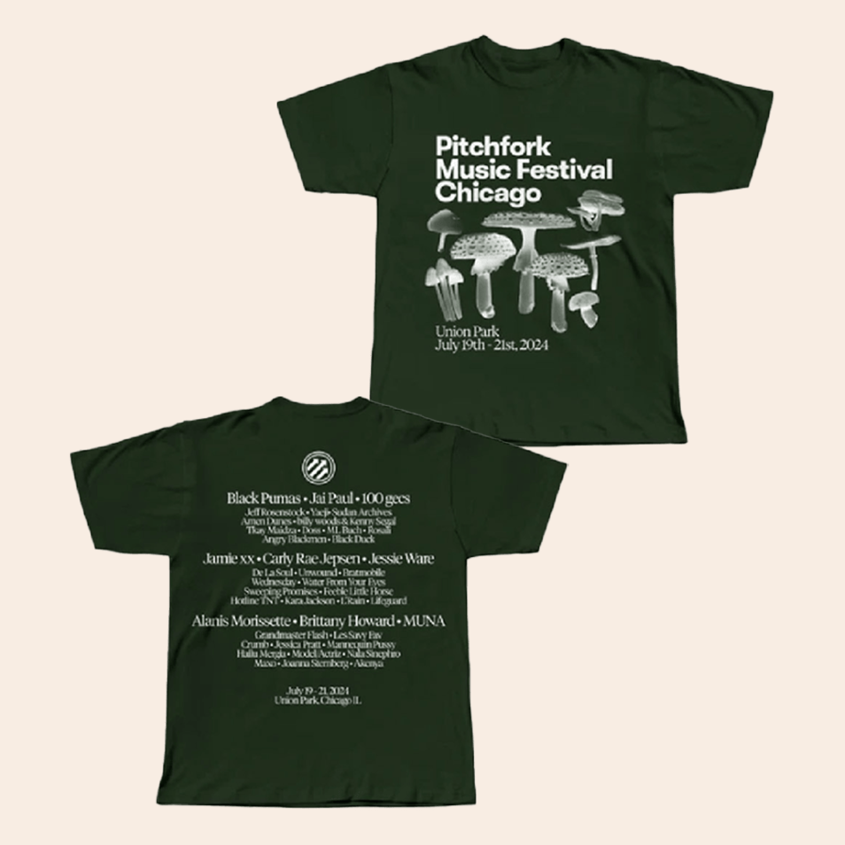 2024 Mushroom T-Shirt Pitchfork Music Festival Merch Father's Day Birthday Gifts For Husband