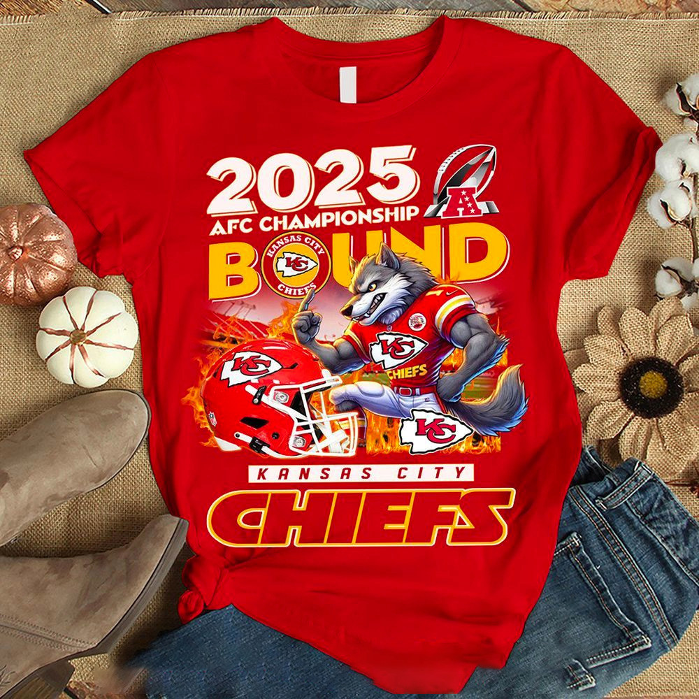2025 AFC Championship Bound Kansas City Chiefs T-Shirt Chiefs Merch Best Gifts For Mom