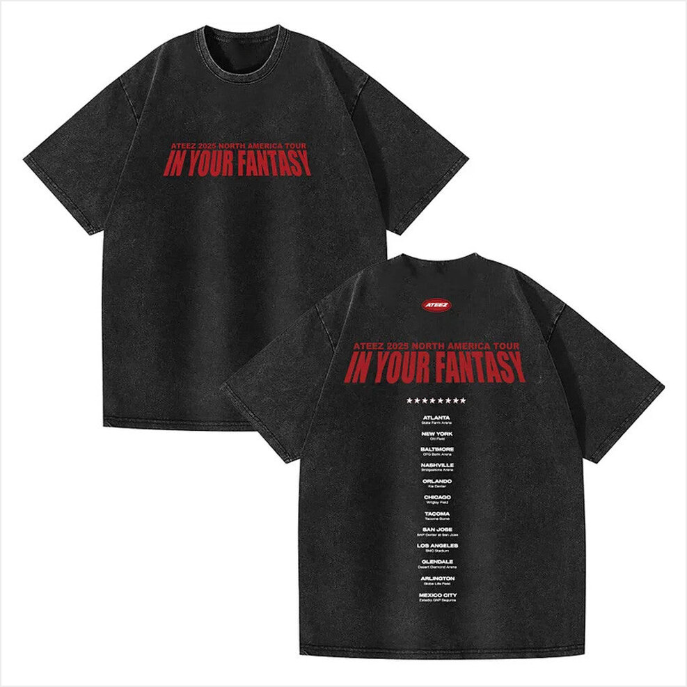2025 ATEEZ In Your Fantasy World Tour North America Washed T-Shirt Ateez Merch Friends Gifts