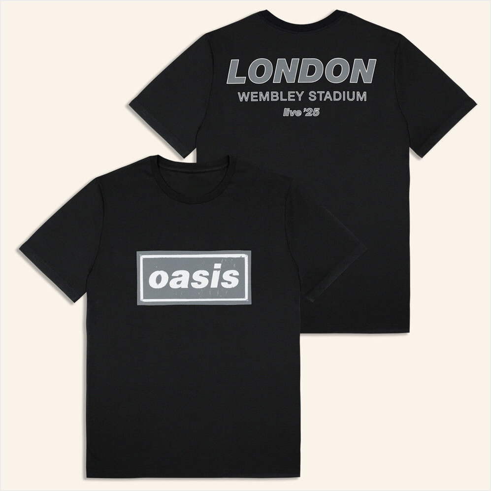 2025 Live '25 London T-Shirt Oasis Tour Merch Black Presents For Boyfriend Gifts For Besties