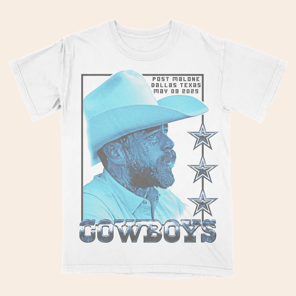 2025 Post Malone X Dallas Cowboys Photo T-Shirt Post Malone Tour Merch Father's Day Gifts