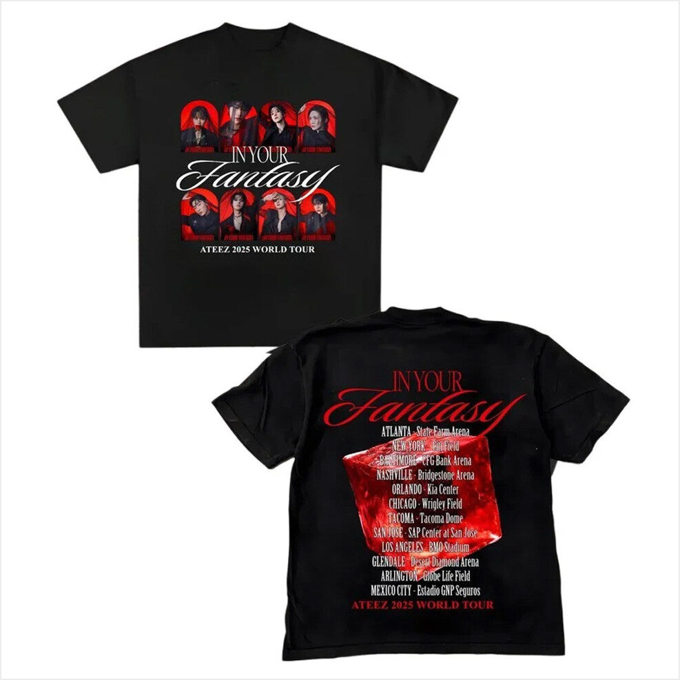 2025 World US Tour 'In Your Fantasy' Concept Photo T-Shirt Ateez Merch Fans Birthday Gift Ideas