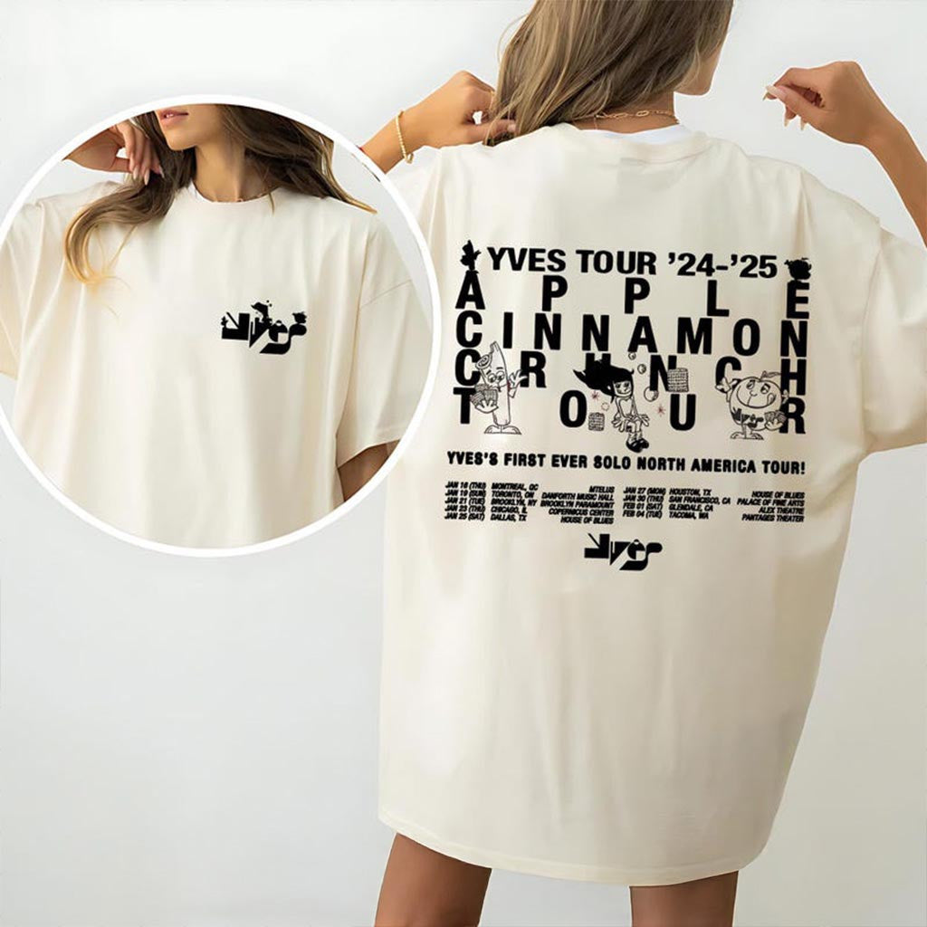 2025 Yves Apple Cinnamon Crunch Tour T-Shirt Yves World Tour Shirt Yves In US Shirt Fan Merch