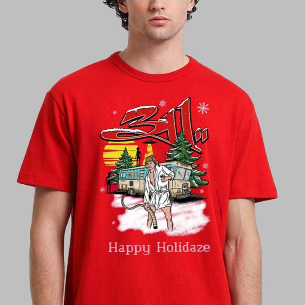 311 Shooters Full Happy Holidaze 2024 Christmas Style T-Shirt 311 Merch Gifts For Band Fans