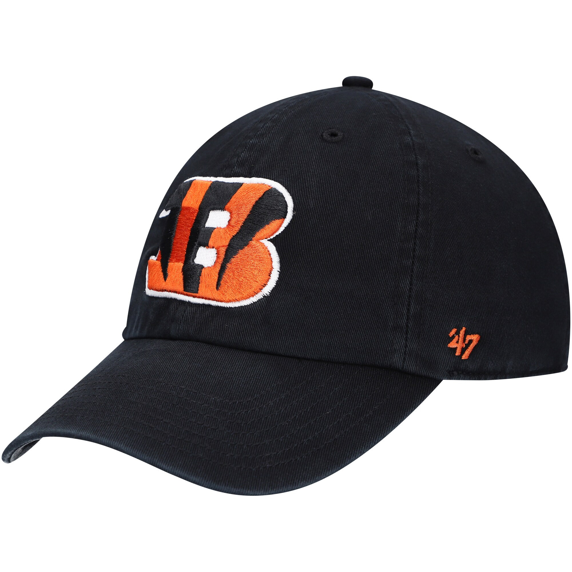 47 Black Cincinnati Bengals Logo Clean Up Adjustable Hat Embroidered