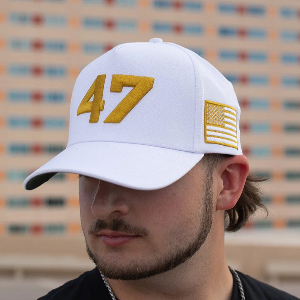 47 Hat Charlie Kirk Merch Trump Gold Embroidered Hat Patriotic Gifts For Father