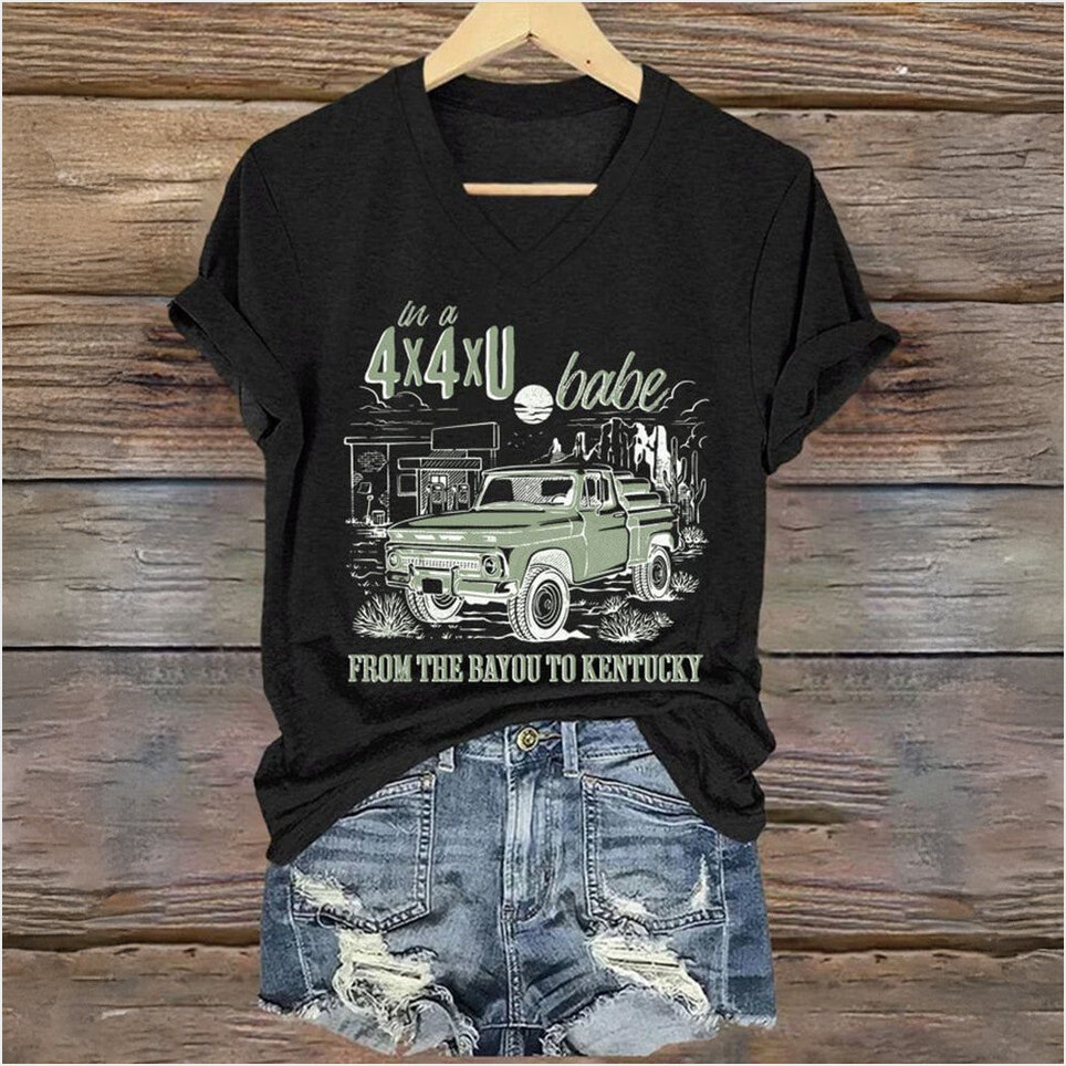 4X4XU Country Music V-neck T-Shirt Lainey Wilson Merch Gifts For Music Fans Birthday Gift Ideas