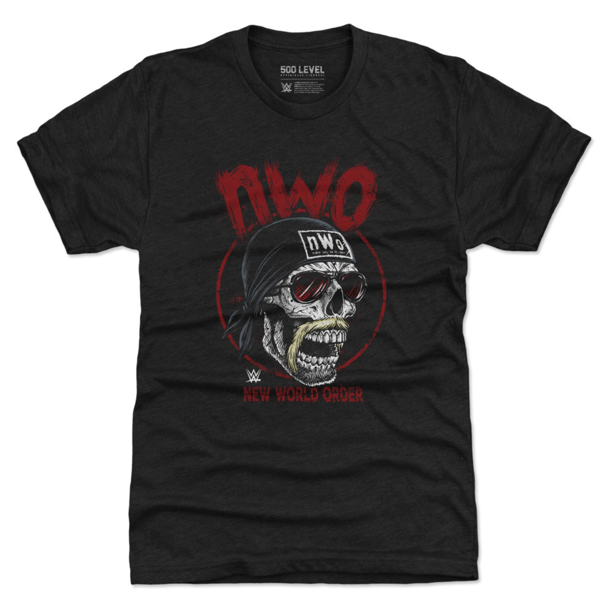 500 Level Heather Black Nwo Hogan Skull Triblend Tshirt Hulk Hogan Merch