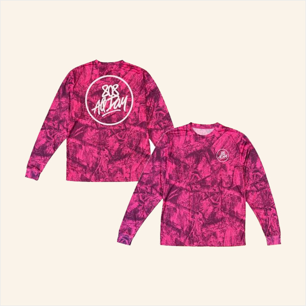 808 All Day Pink Real Tree Camo Long Sleeve T-Shirt 808 All Day Merch Birthday Gifts For Sister