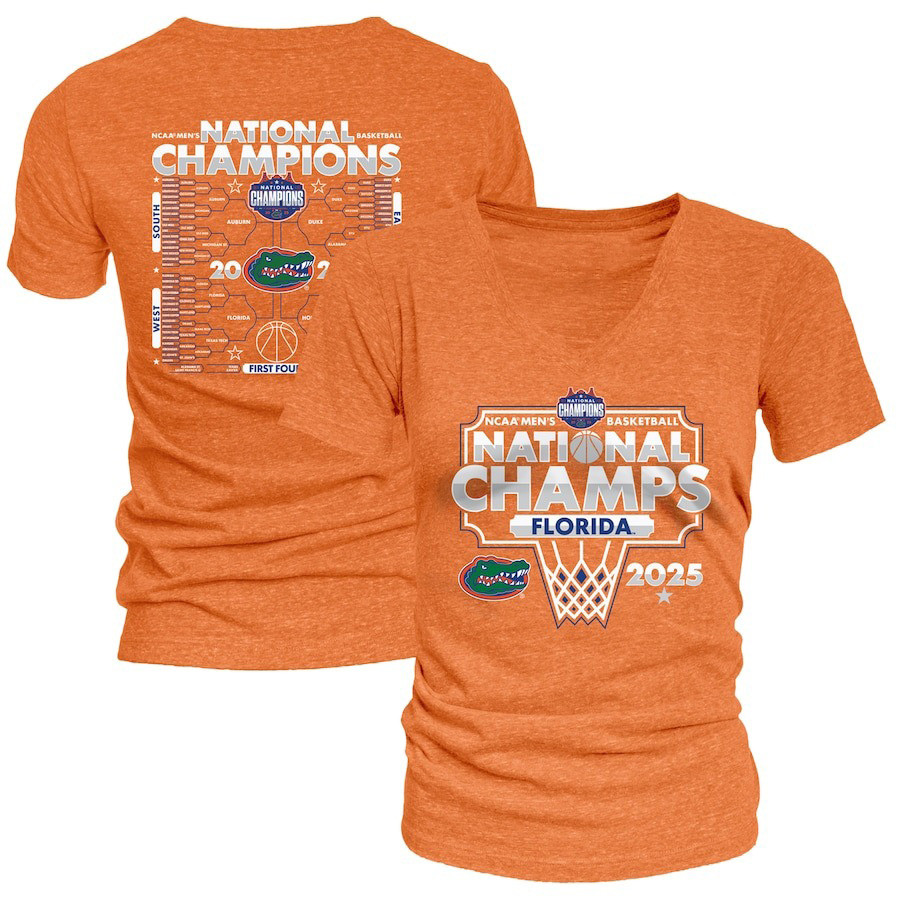 84 Orange Florida Gators 2025 NCAA Men's Basketball National Champions Brac V-Neck Shirt Women