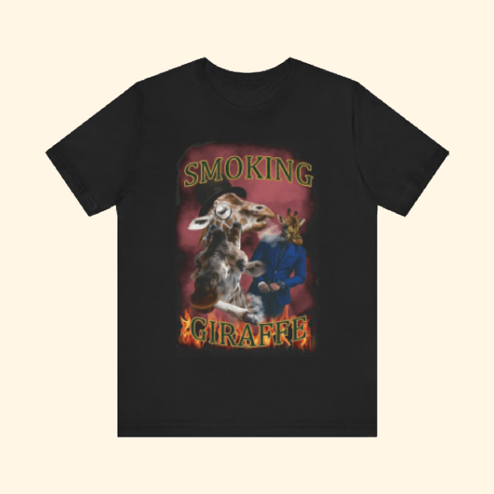 90s Vintage Graphic T-Shirt Smoking Giraffe Merch Best Father's Day Gifts For Friends