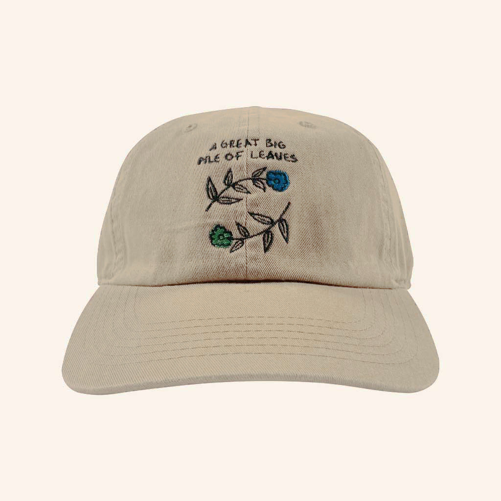 A Great Big Pile of Leaves Merch Blue And Green Flower Brown Embroidered Hat Gifts For Her