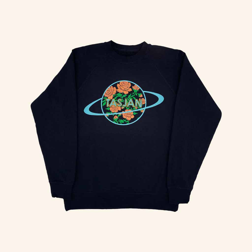 Aaron Lee Tasjan Merch Space Floral Navy Sweatshirt Gifts For Music Fans