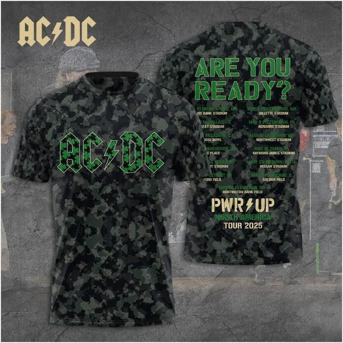 ACDC PWR UP North America Tour 2025 Camo T-Shirt Are You Ready ACDC Merch Best Friend Gifts