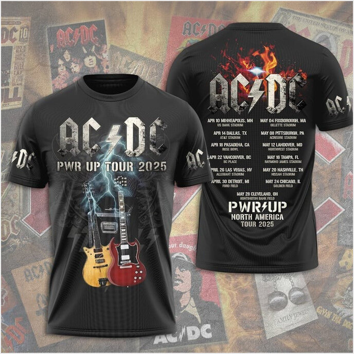 ACDC PWR UP North America Tour 2025 Shirt ACDC Merch Good Father's Day Presents