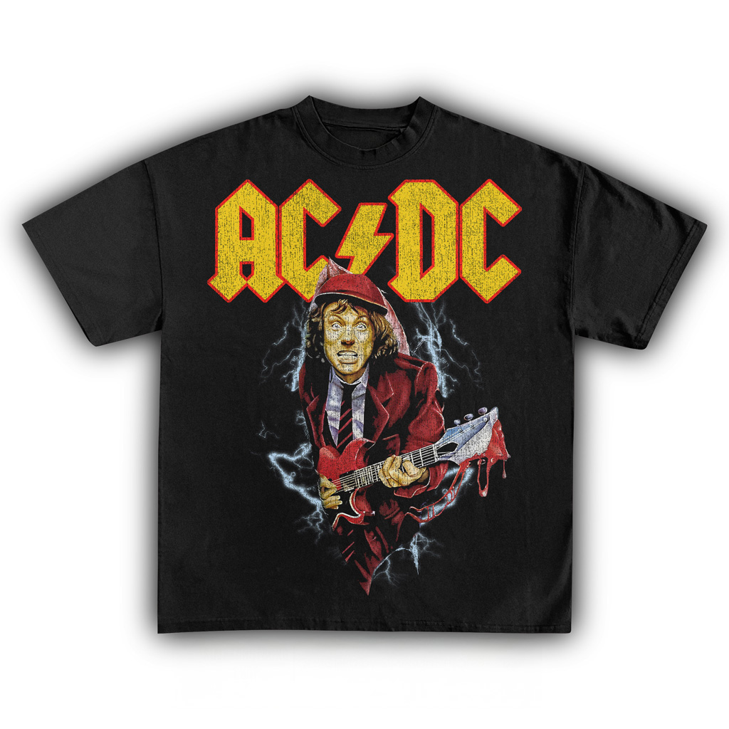 ACDC Vintage T-Shirt White ACDC Merch Christmas Presents For Music Lovers