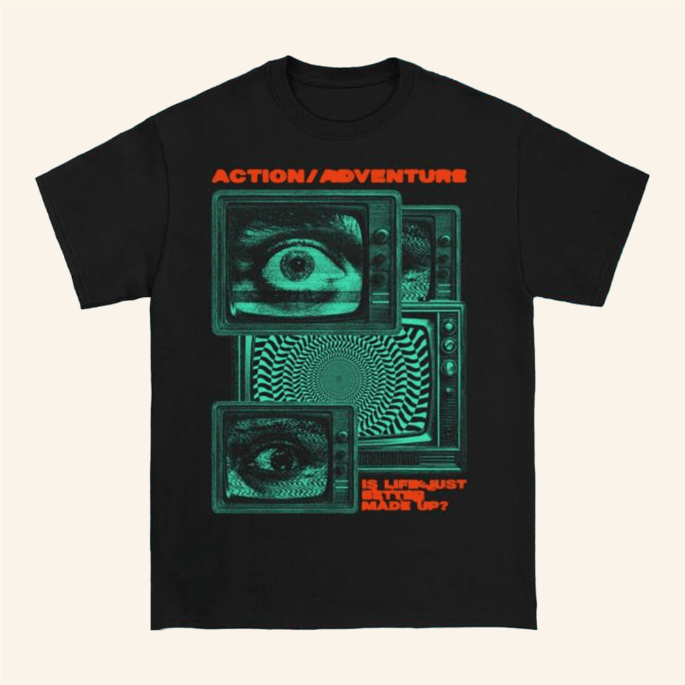 Action Adventure Tv Static Black T-Shirt Pure Noise Merch Friends Gifts For Besties