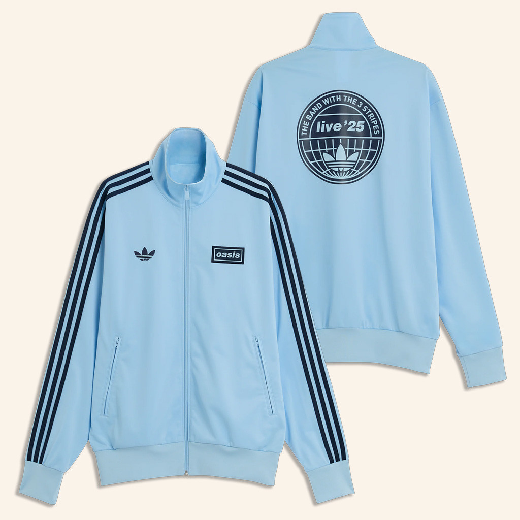 Adidas Oasis Merch 2025 Tour Live 25 Adidas Firebird Jacket Sky Blue Gifts For Mom