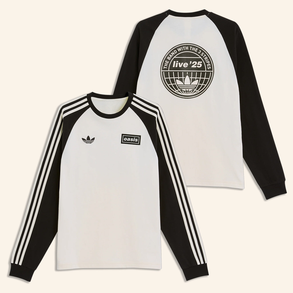 Adidas Oasis Merch 2025 Tour Shirt Live 25 Adidas 3 Stripes Long Sleeve T-Shirt Gifts For Dad