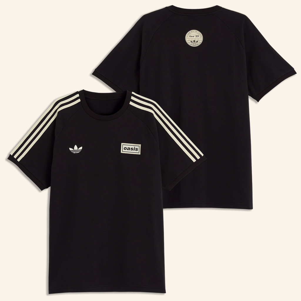 Adidas Oasis Merch 2025 Tour Shirt Live 25 adidas 3 Stripes T-Shirt Black Friends Gifts