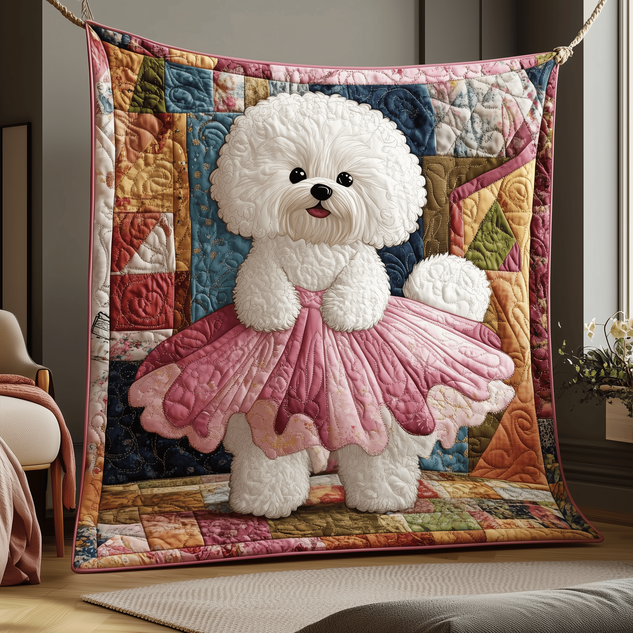 Adorable Bichon Frise Quilted Blanket Family Xmas Ideas