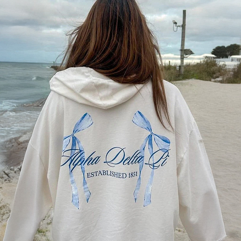ADPI Merch Alpha Delta Pi Bow Matching Hoodie Gift Ideas For Sister