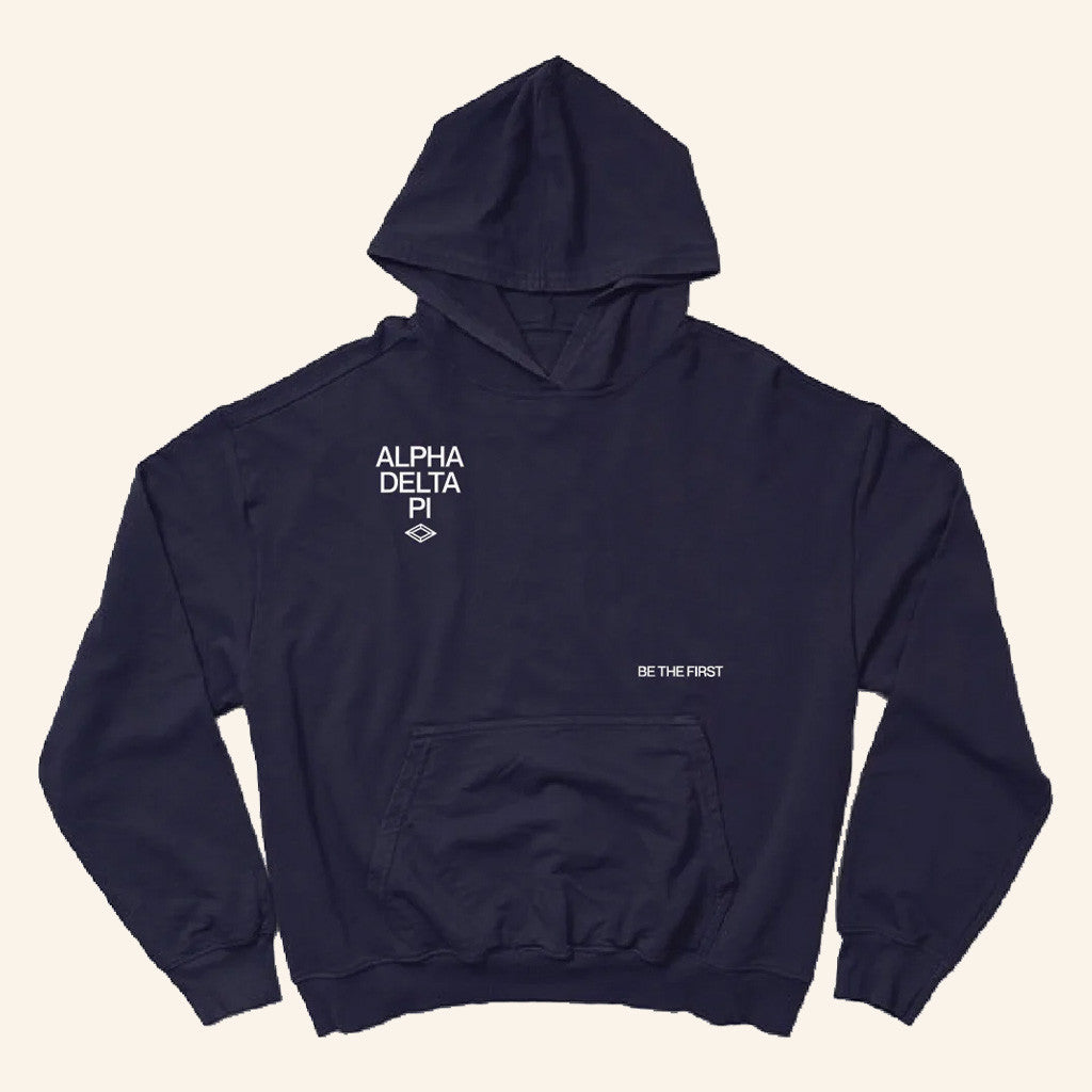 ADPI Merch Alpha Delta Pi Motto Navy Hoodie Best Gifts For Husband