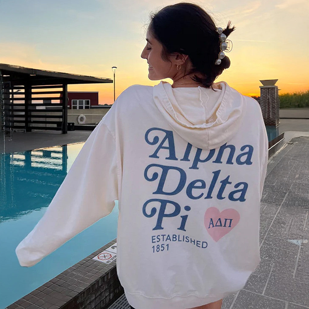 ADPI Merch Alpha Delta Pi Vanilla Ice Heart Matching Hoodie Gifts For Girlfriend