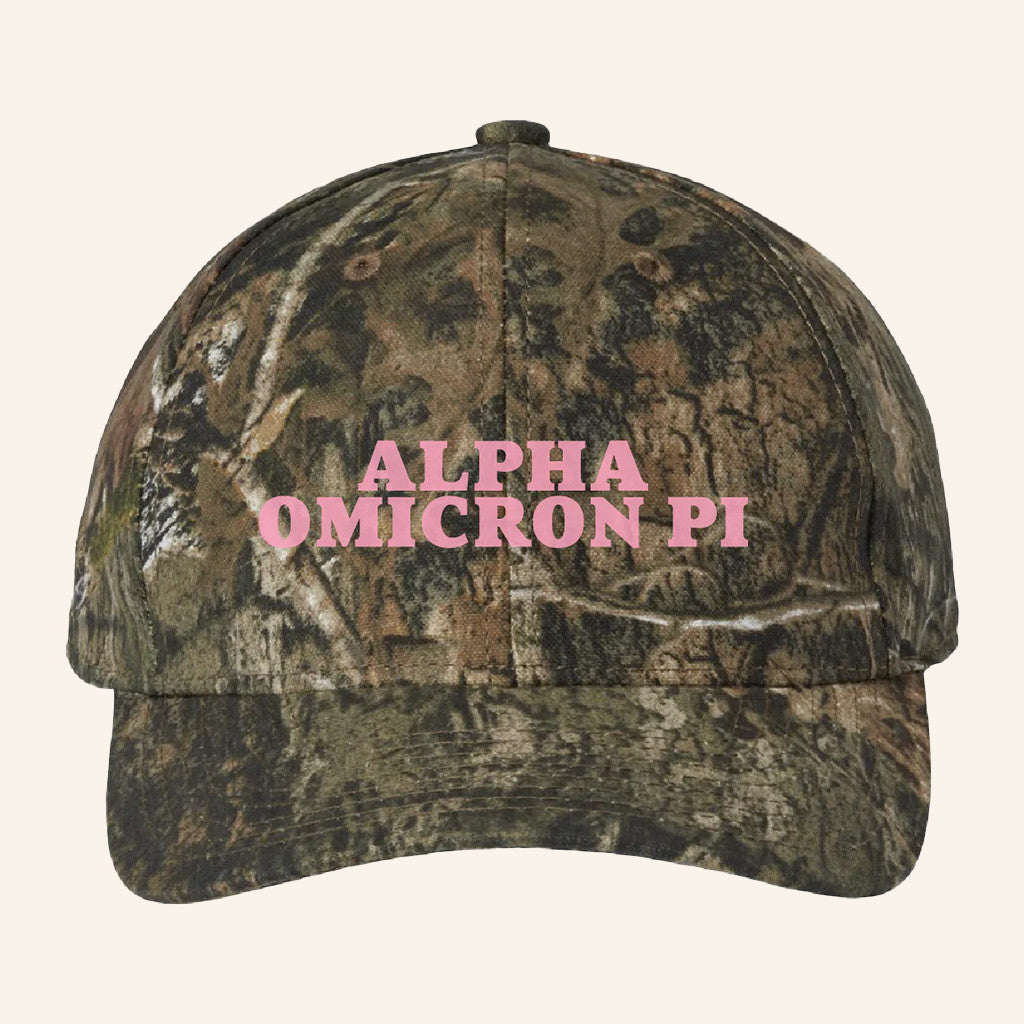 ADPI Merch Alpha Omicron Pi Pink Embroidered Camo Hat Best Gifts For Wife