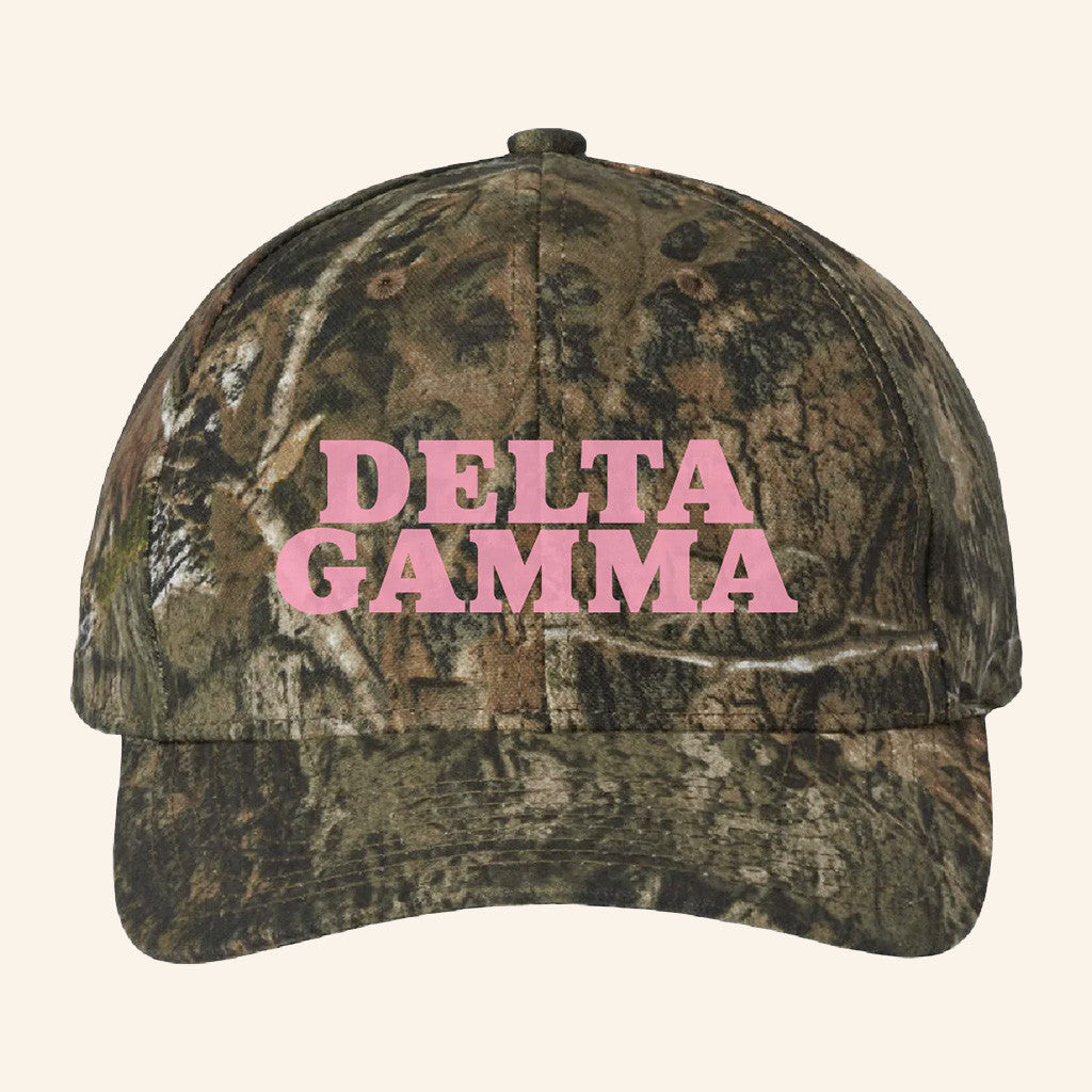 ADPI Merch Delta Gamma Pink Embroidered Camo Hat Birthday Present For Wife