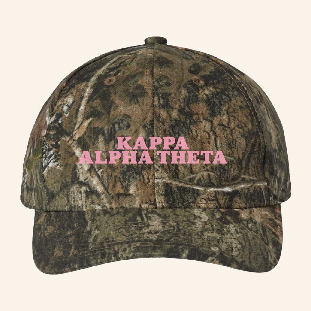 ADPI Merch Kappa Alpha Theta Pink Embroidered Camo Hat Birthday Gift Ideas For Mom