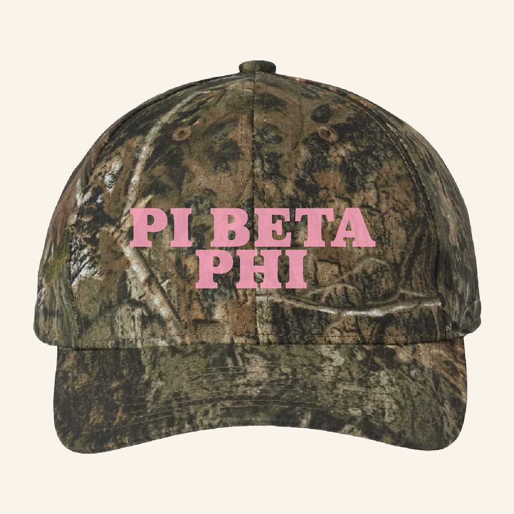 ADPI Merch Pi Beta Phi Pink Embroidered Camo Hat Best Gifts For Daughter