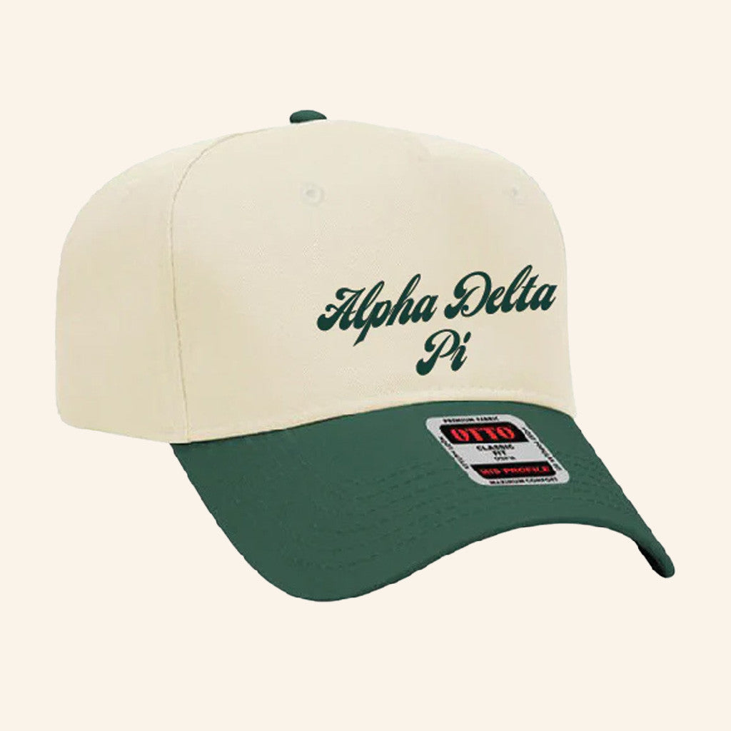 ADPI Merch Script Embroidered Alpha Delta Pi Hat Gifts For Dudes