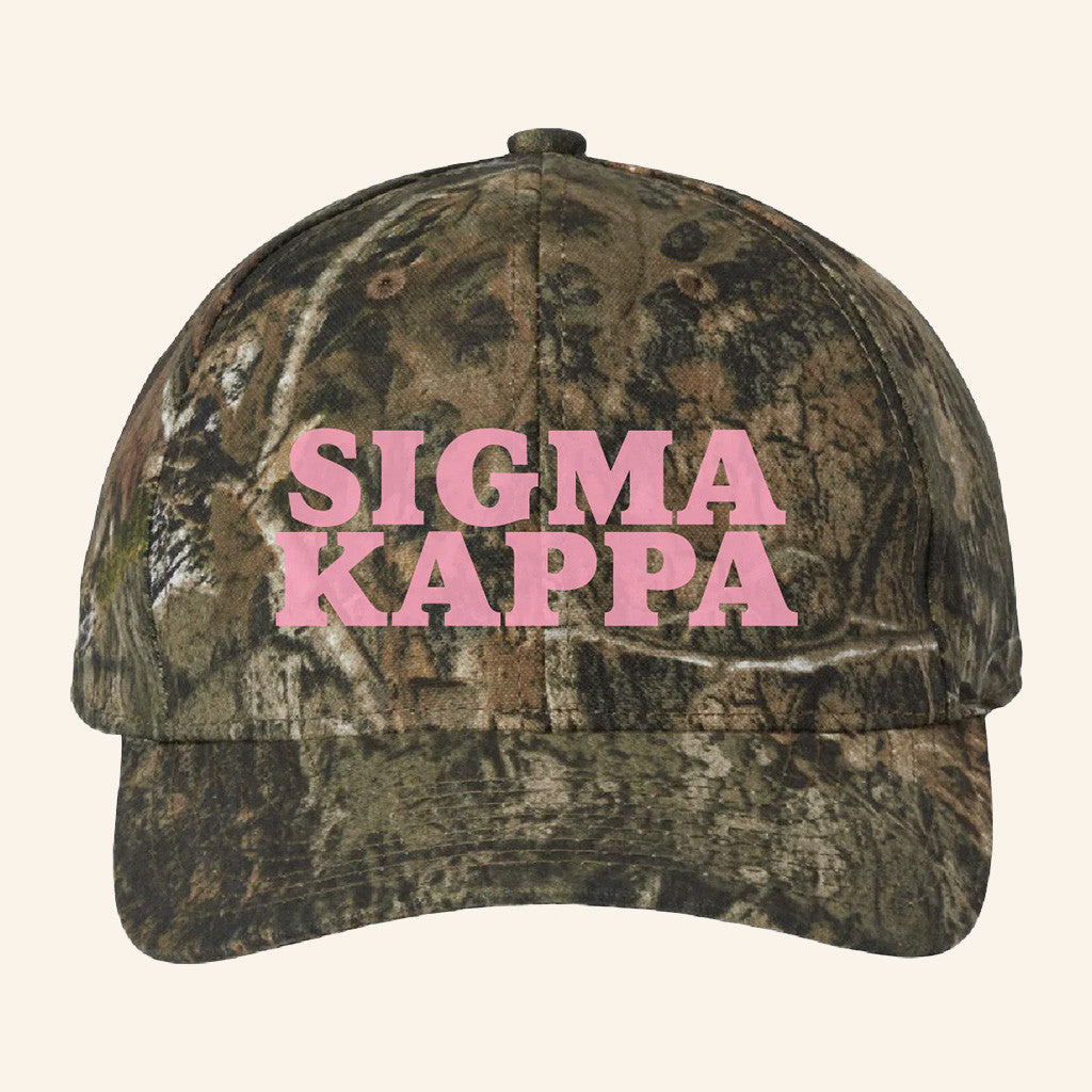ADPI Merch Sigma Kappa Pink Embroidered Camo Hat Best Gifts For Sister