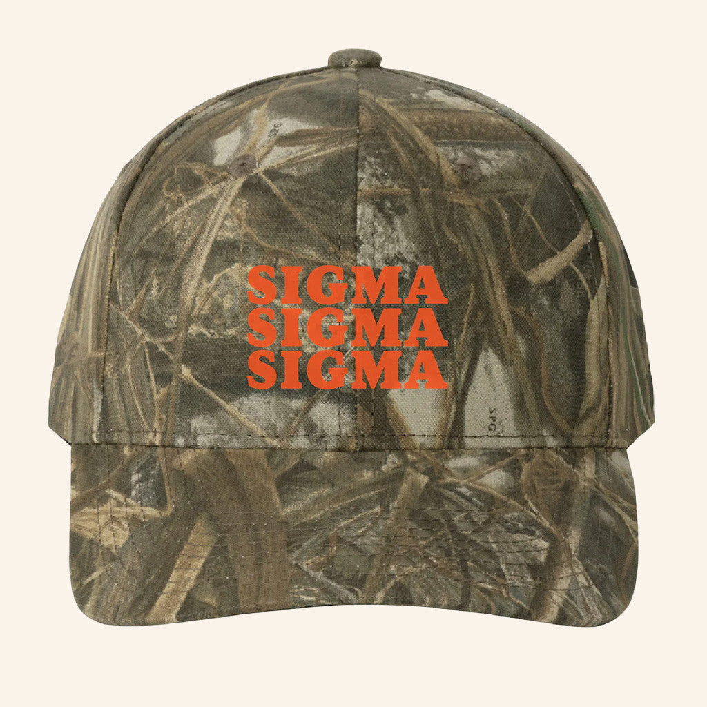 ADPI Merch Sigma Sigma Sigma Orange Embroidered Camo Hat Birthday Gift For Dad