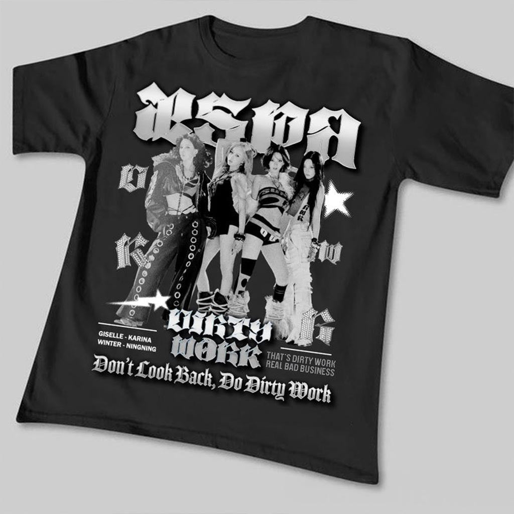 Aespa Dirty Work Shirt Dirty Work T-Shirt Aespa Synk AeXis Line Shirt 2025 Aespa Live Clothing