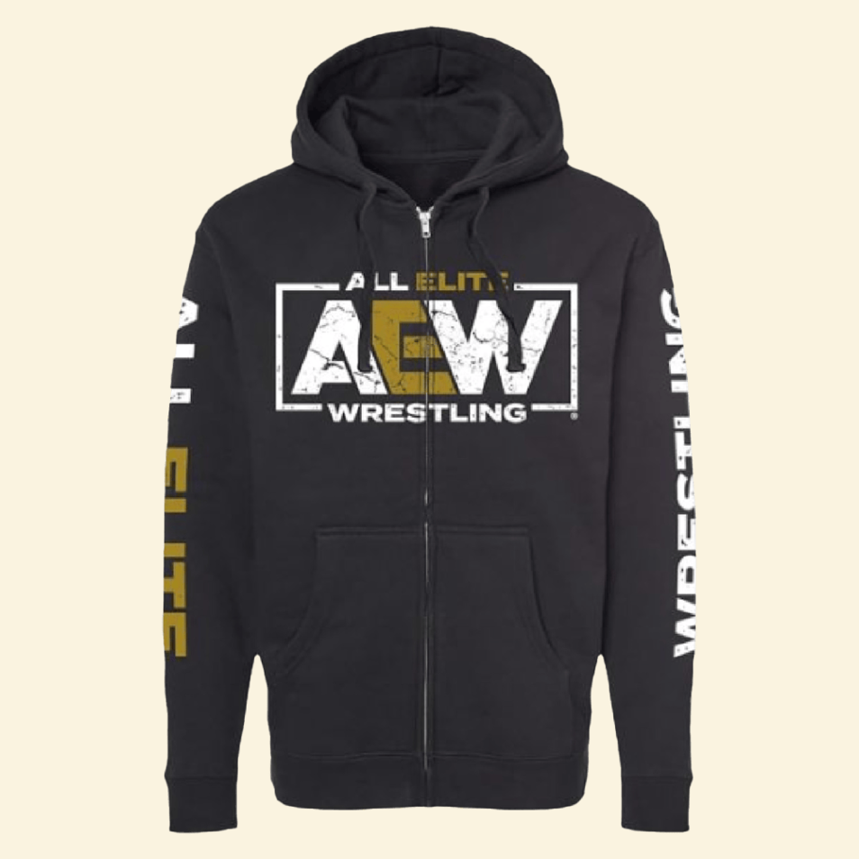 AEW Original Logo Zip Hoodie Aew Merch Birthday Gifts For Husband Gifts For Besties