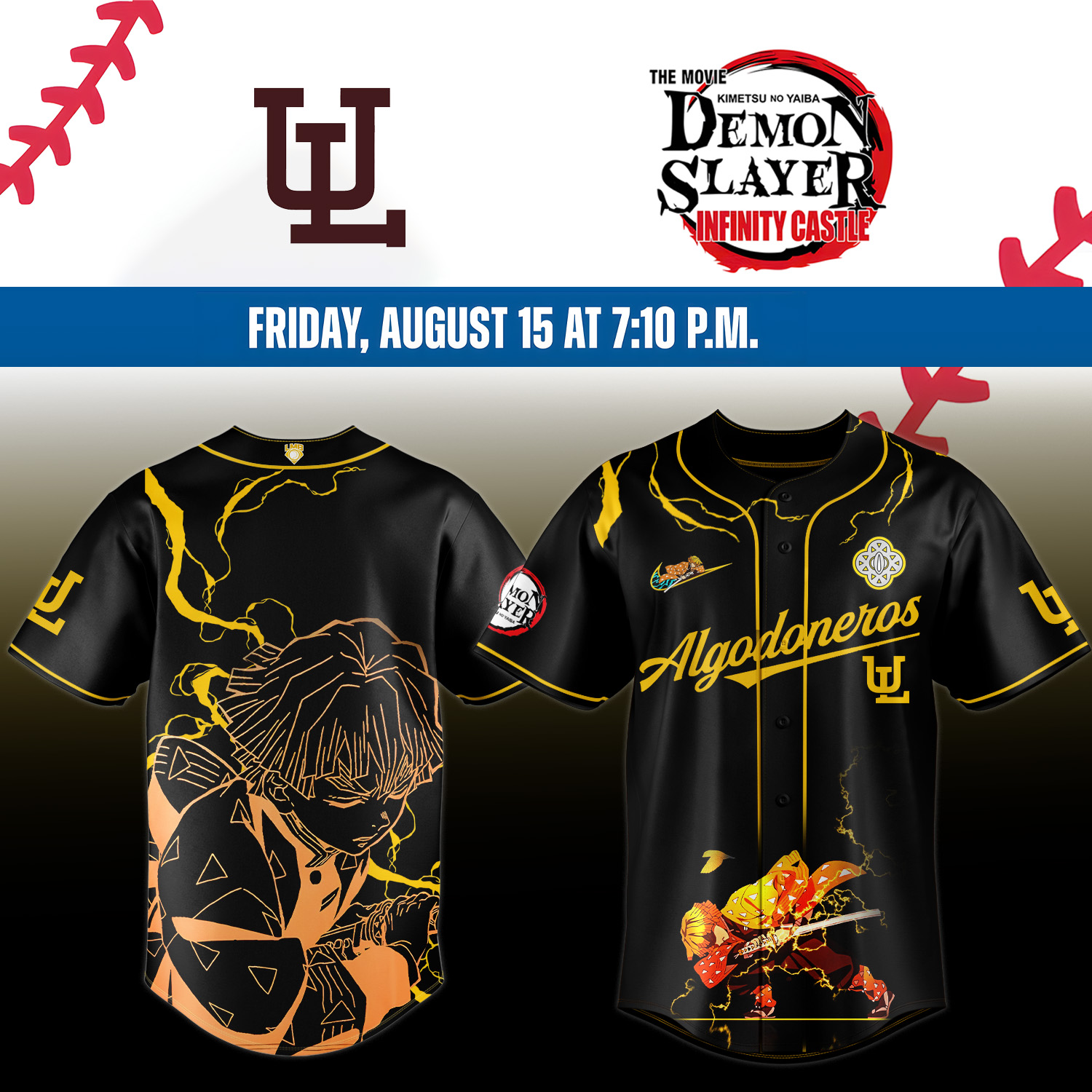 Algodoneros de Unin Laguna X Demon Slayer Agatsuma Zenitsu Jersey Gift For Baseball Lover