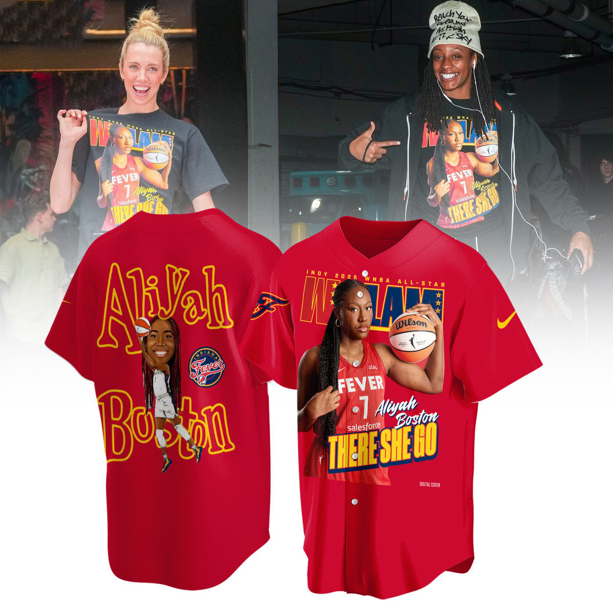 Aliyah Boston Indy 2025 Wnba All Star Wslam There She Go Indiana Fever Apparel Merch Gift Edition