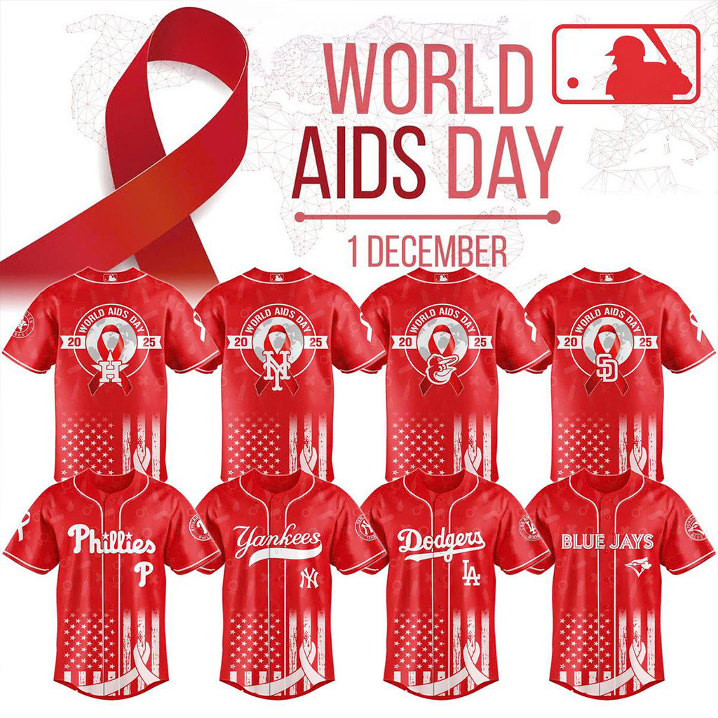 All Team LB X World Aids Day 2025 Jersey MLB Merch Presents For Baseball Fans