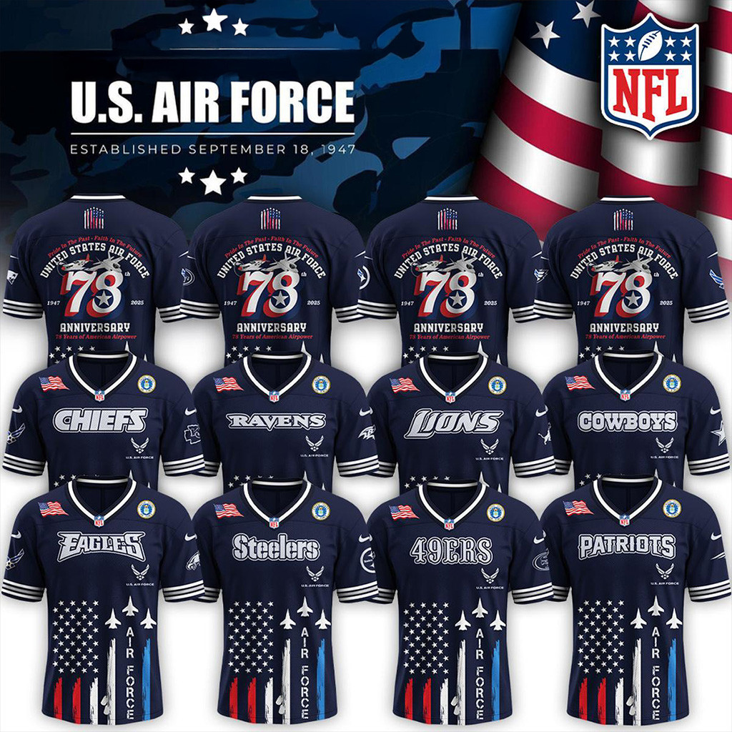 All Team NFL X The Us Air Force 78Th Birthday 2025 Jersey NFL Merch Gifts For Football Fan