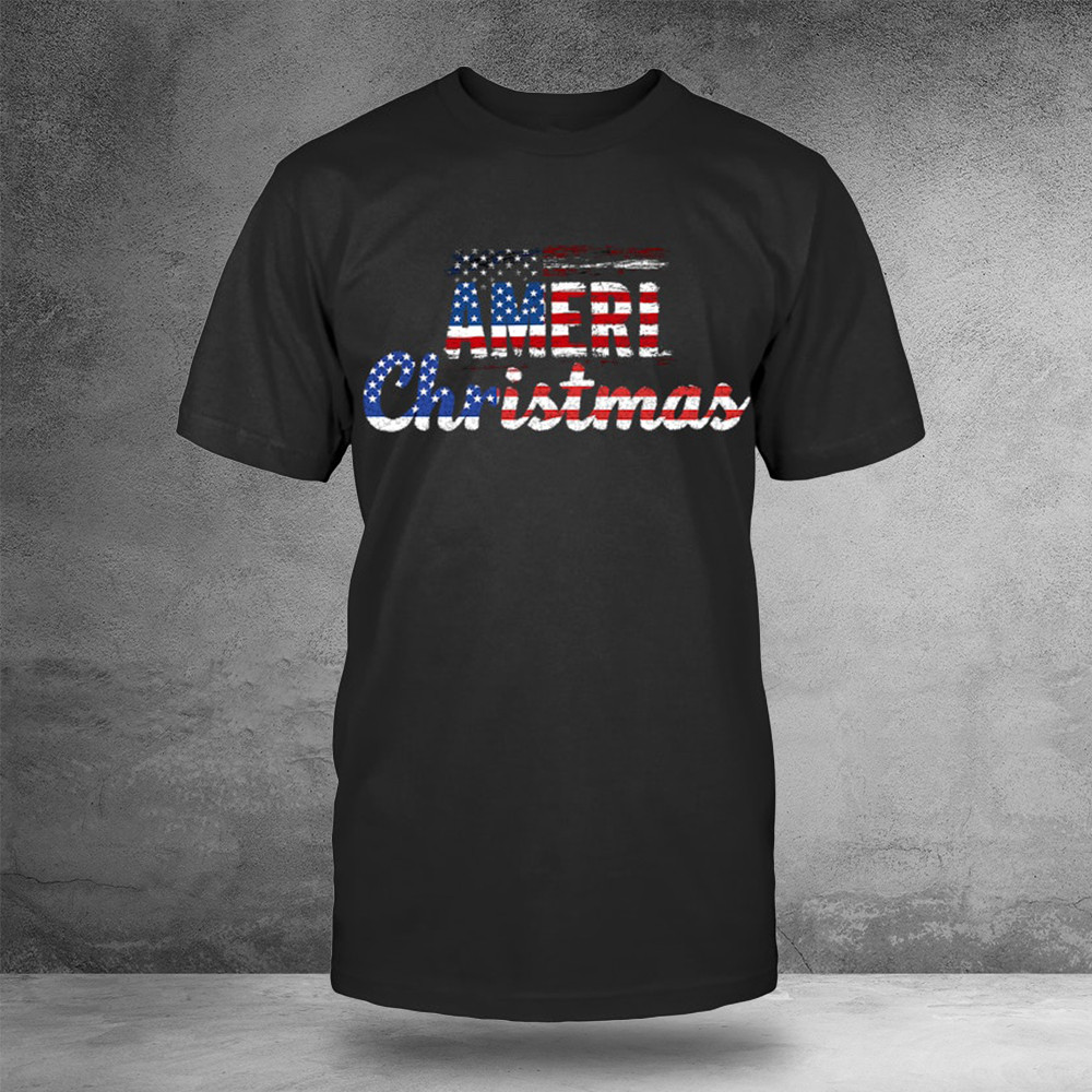 Ameri Christmas Shirt Usa Patriotic T-Shirts Gifts For Father In Law