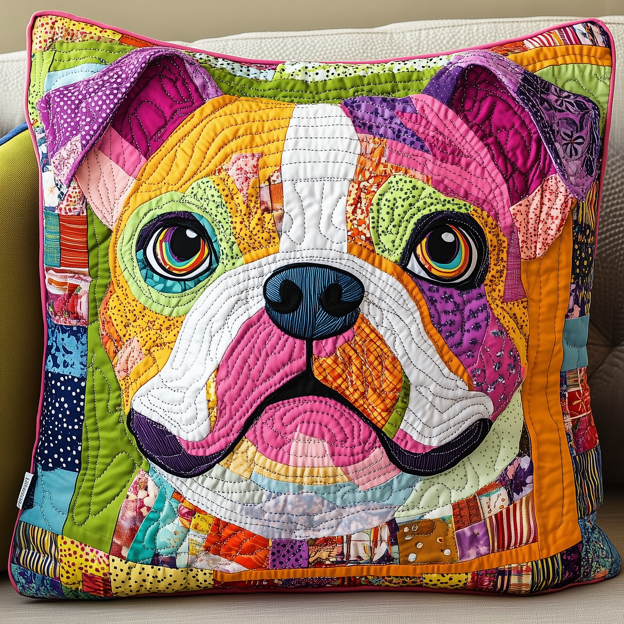 American Bulldog Quilted Pillow Case Throw Pillow Cover Best Christmas Presents For Dog Lovers