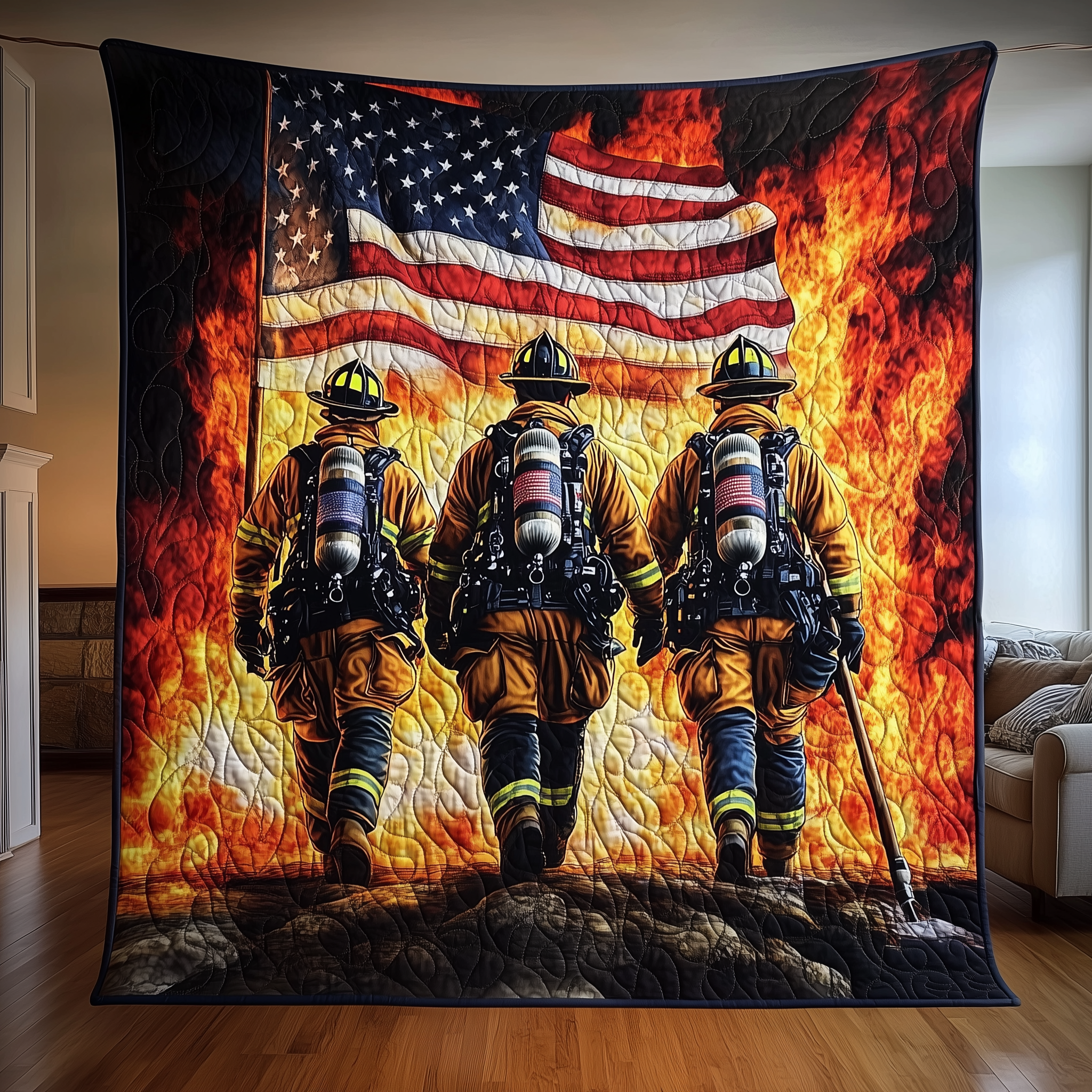 American Firefighter Quilted Blanket Firefighter Christmas Gifts
