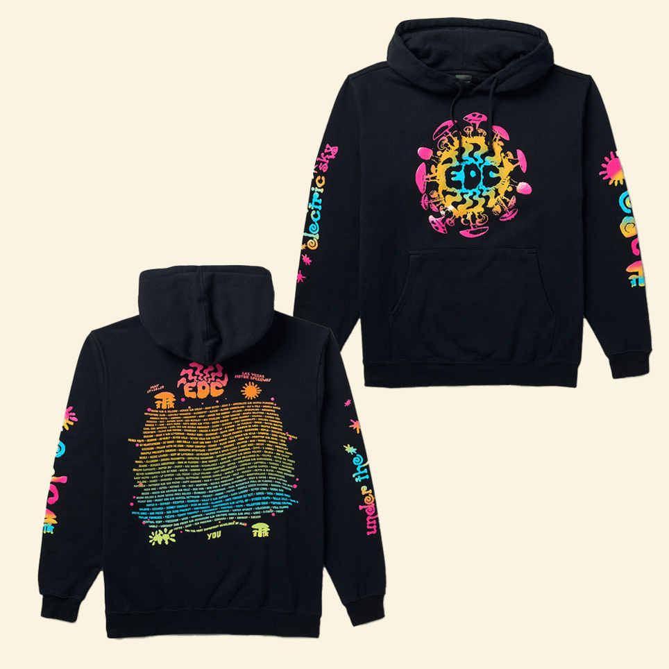 andise EDC Gradient Waves Lineup Hoodie EDC Merch Gifts For Music Fans Birthday Gifts For Best Friend