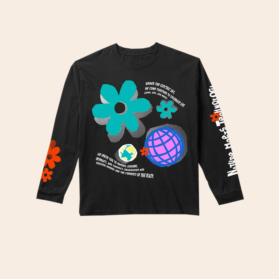 andise EDC Nature Techno Long Sleeve T-Shirt EDC Merch Gifts For Music Fans Gifts For Besties