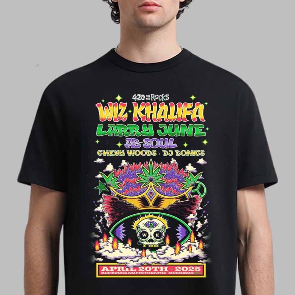 Annual 420 On The Rocks With Wiz Khalifa Larry June AB Soul Chevy Woods And DJ Bonics At Red Rocks Amphitheatre In Morrison On April 20 2025 T-Shirt Gift Ideas For Him