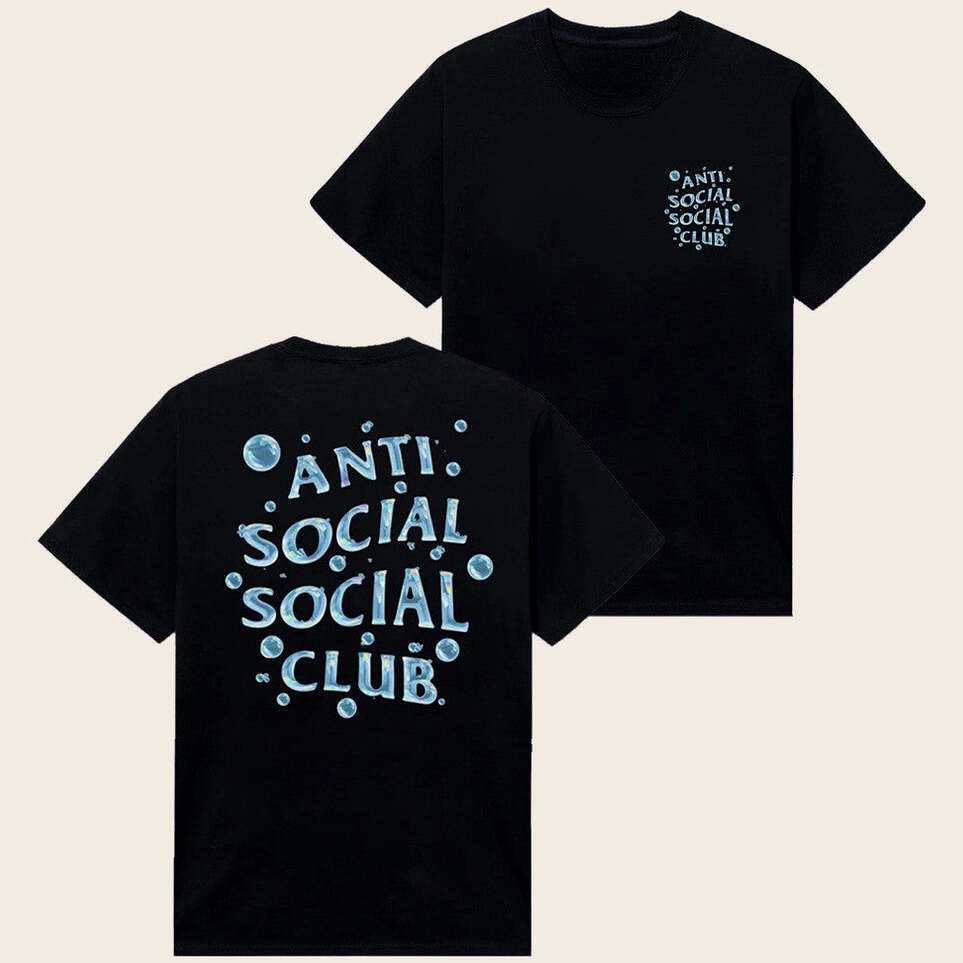 Anti Social Social Club Merch Bubble Logo Black T-Shirt Good Gifts For Boyfriend Gifts For Fans