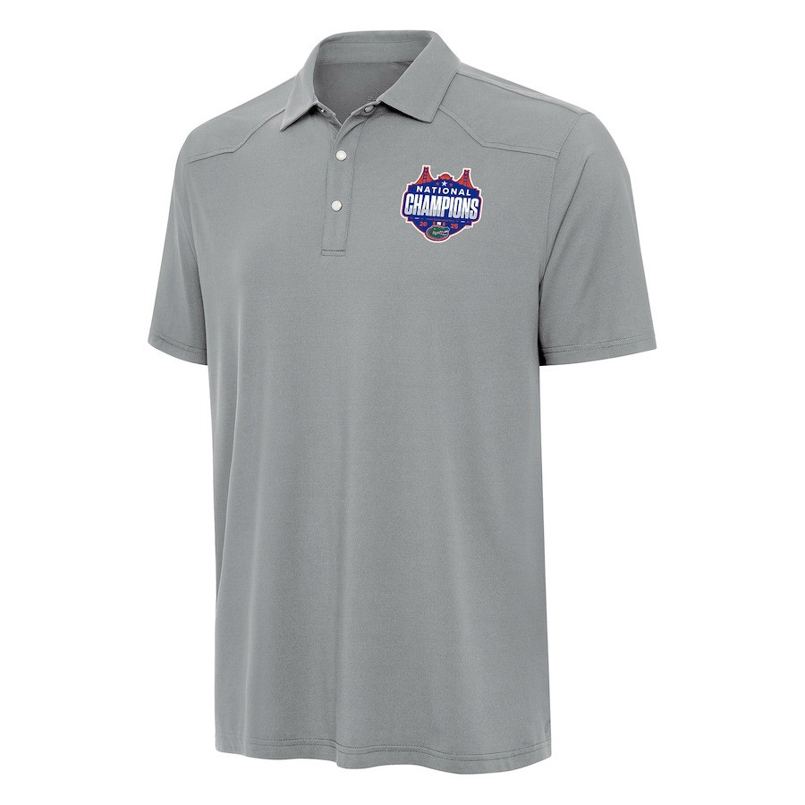 Antigua Gray Florida Gators 2025 NCAA Men's Basketball National Champions Western Polo Shirt